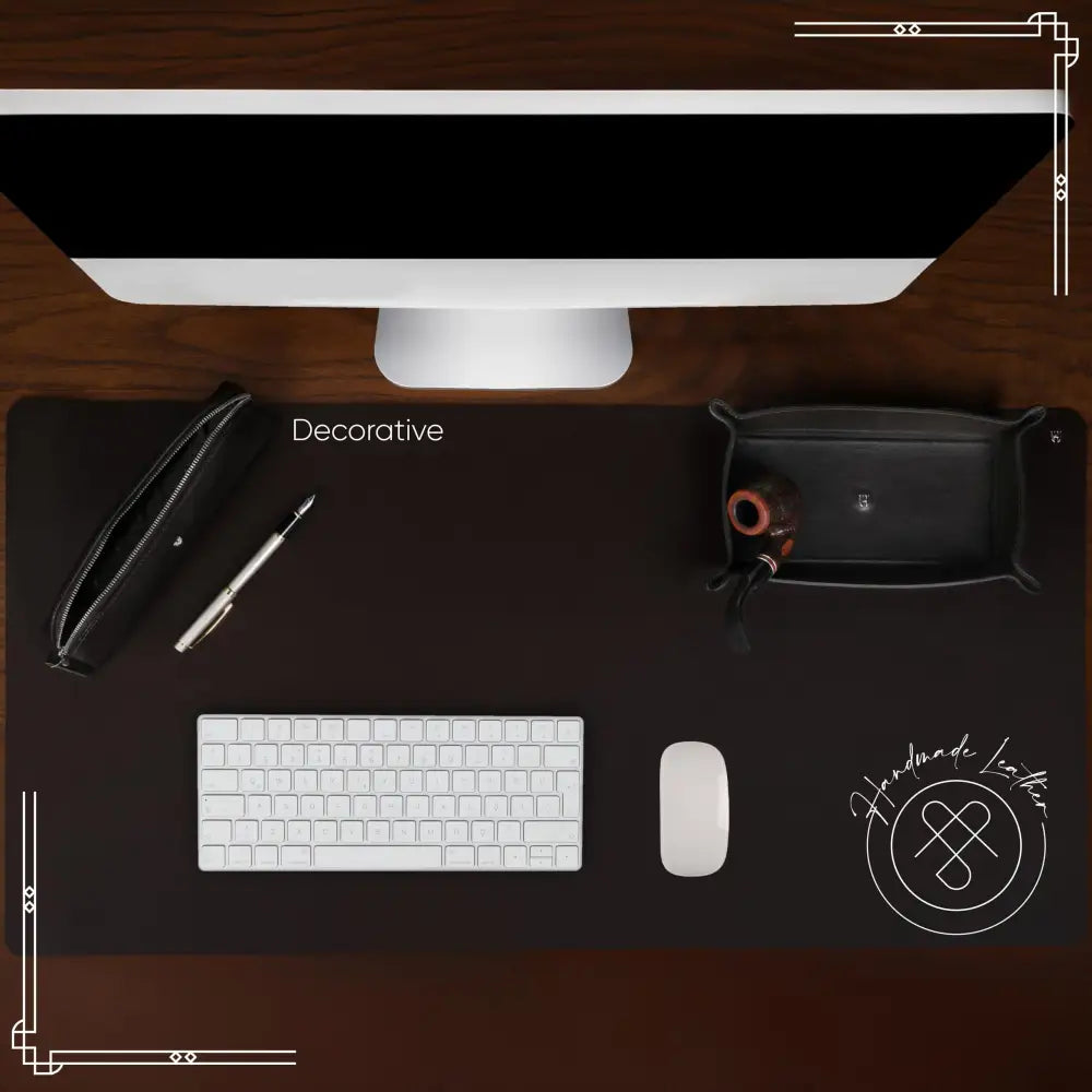 3-Pc Premium Full-Grain Leather Desk Organizer Set | Mat Pencil Case & Tray | Chic Decor Accessories | Gift