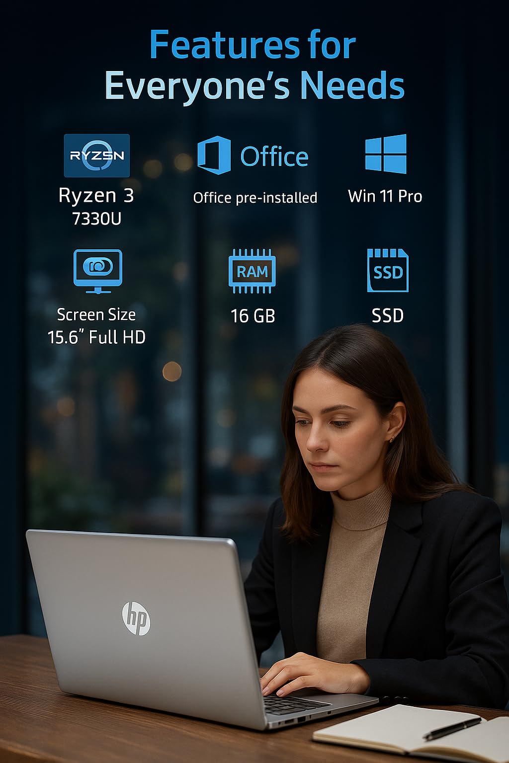 HP 250R-Series Premium Business Laptop - w/Office Lifetime & Free CD/DVD Drive • 15.6" Full HD • RJ45 • i3 1315U (Up to 4.5Ghz) • Wi-Fi 6 -Windows 11 Pro w/Laptop Bundle(64GB RAM | 2TB SSD)