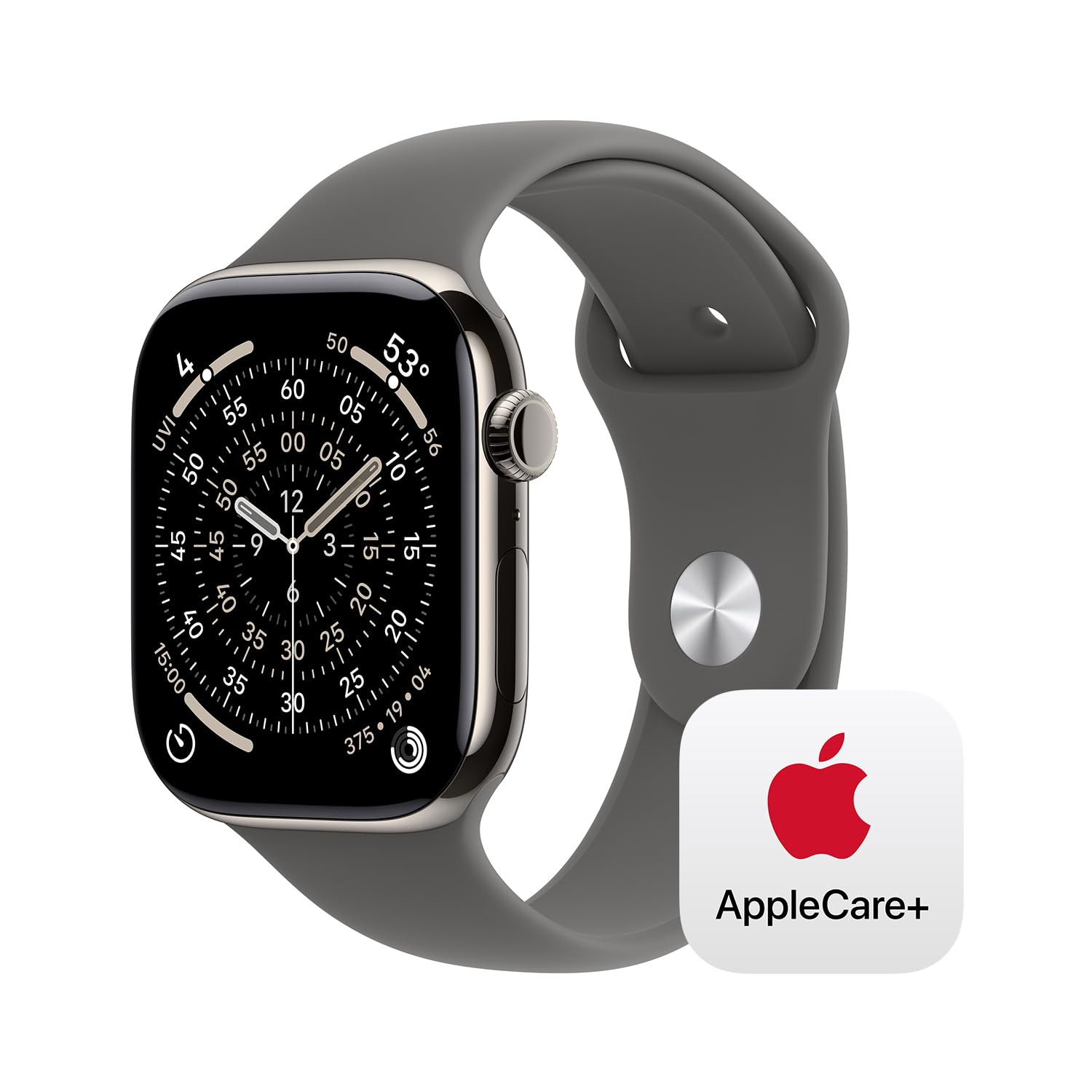 Apple Watch Series 11 [GPS + Cellular 42mm] Smartwatch with Natural Titanium Case with Stone Gray Sport Band - S/M. Sleep Score, Fitness Tracker, Health Monitoring, Always-On Display, Water Resistant