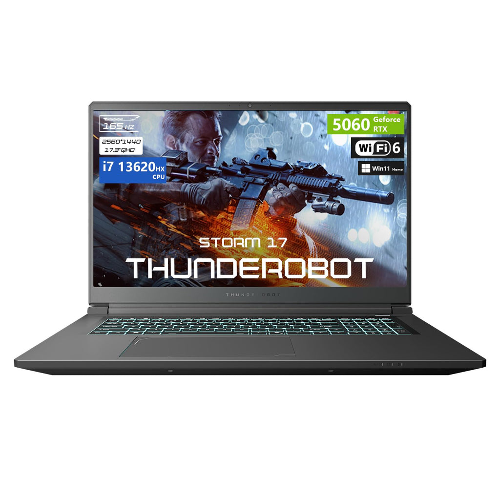 Thunderobot Storm 17 5070 Gaming Laptop, 17.3" QHD 165Hz 2K Display, Core i7-13620H, GeForce RTX 5070, 64GB DDR5 RAM, 2TB SSD, RGB Backlit Keyboard, HDMI, Wi-Fi 6, Win11 Home