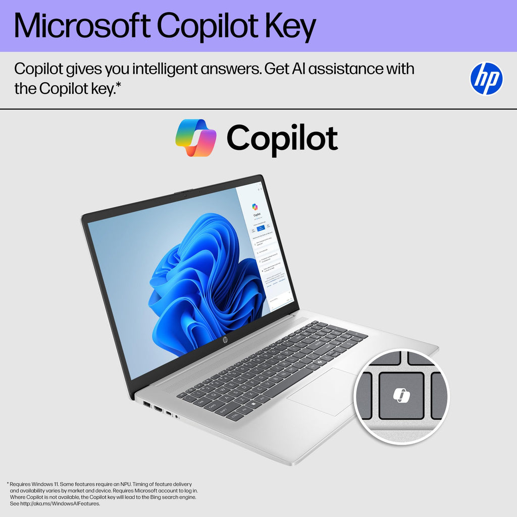 HP 17 inch Touchscreen 2025 Business Laptop, AMD Ryzen 5 7430U(Up to 4.3GHz), 17.3 inch Anti-Glare Touch Screen, 64 GB RAM, 4 TB SSD, WiFi 6, Bluetooth 5.4, Copilot AI, Windows 11 Pro