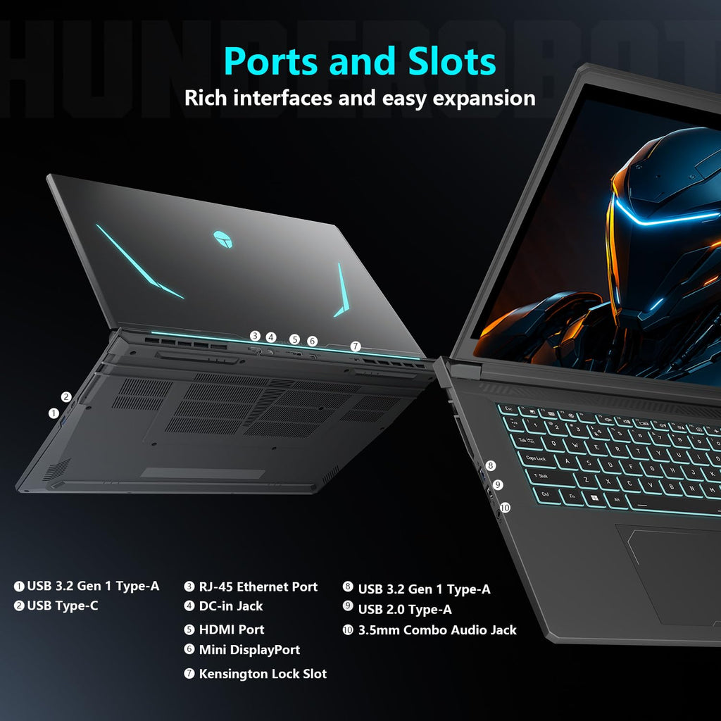 Thunderobot Storm 17 5070 Gaming Laptop, 17.3" QHD 165Hz 2K Display, Core i7-13620H, GeForce RTX 5070, 64GB DDR5 RAM, 2TB SSD, RGB Backlit Keyboard, HDMI, Wi-Fi 6, Win11 Home