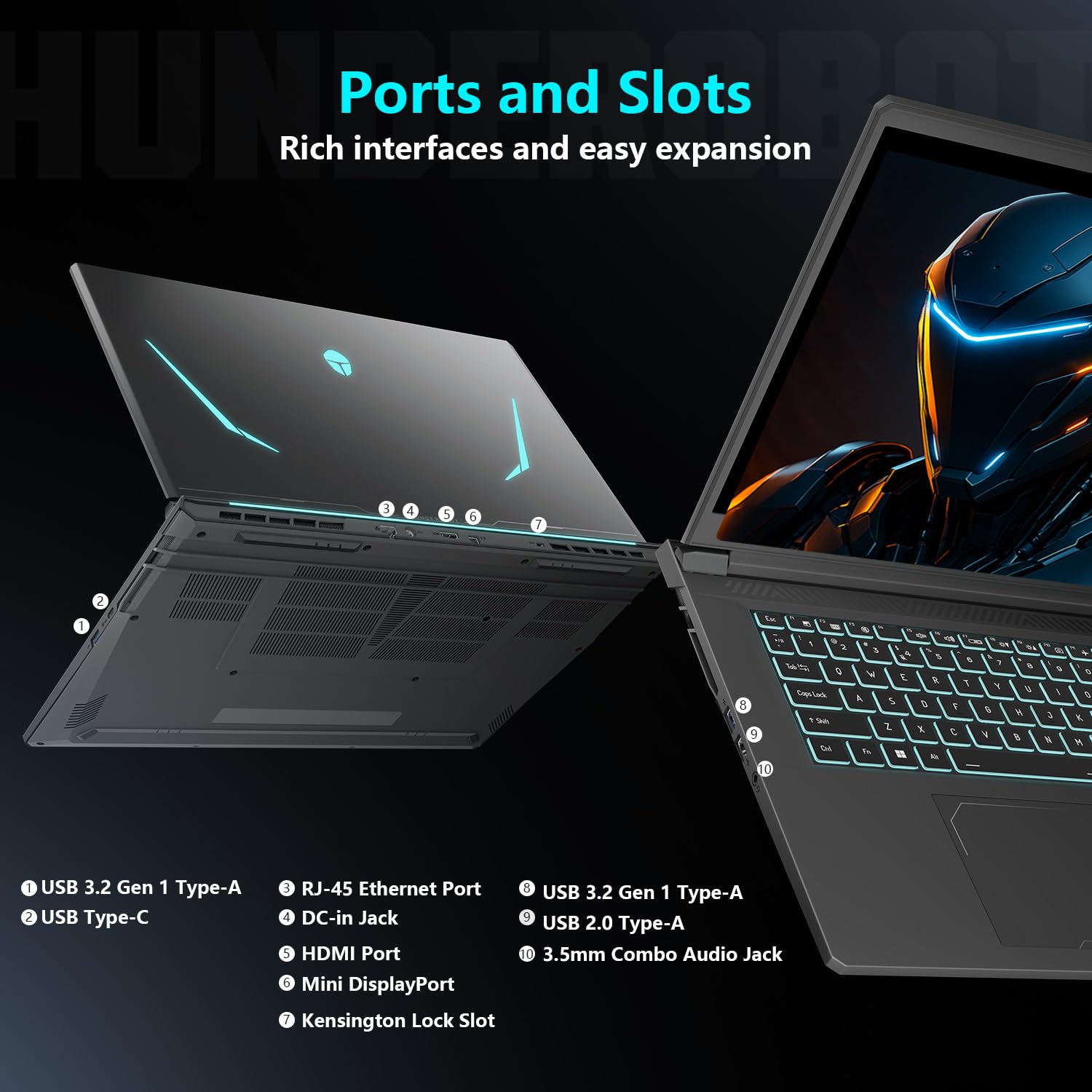 Thunderobot Storm 17 5070 Gaming Laptop, 17.3" QHD 165Hz 2K Display, Core i7-13620H, GeForce RTX 5070, 64GB DDR5 RAM, 2TB SSD, RGB Backlit Keyboard, HDMI, Wi-Fi 6, Win11 Home