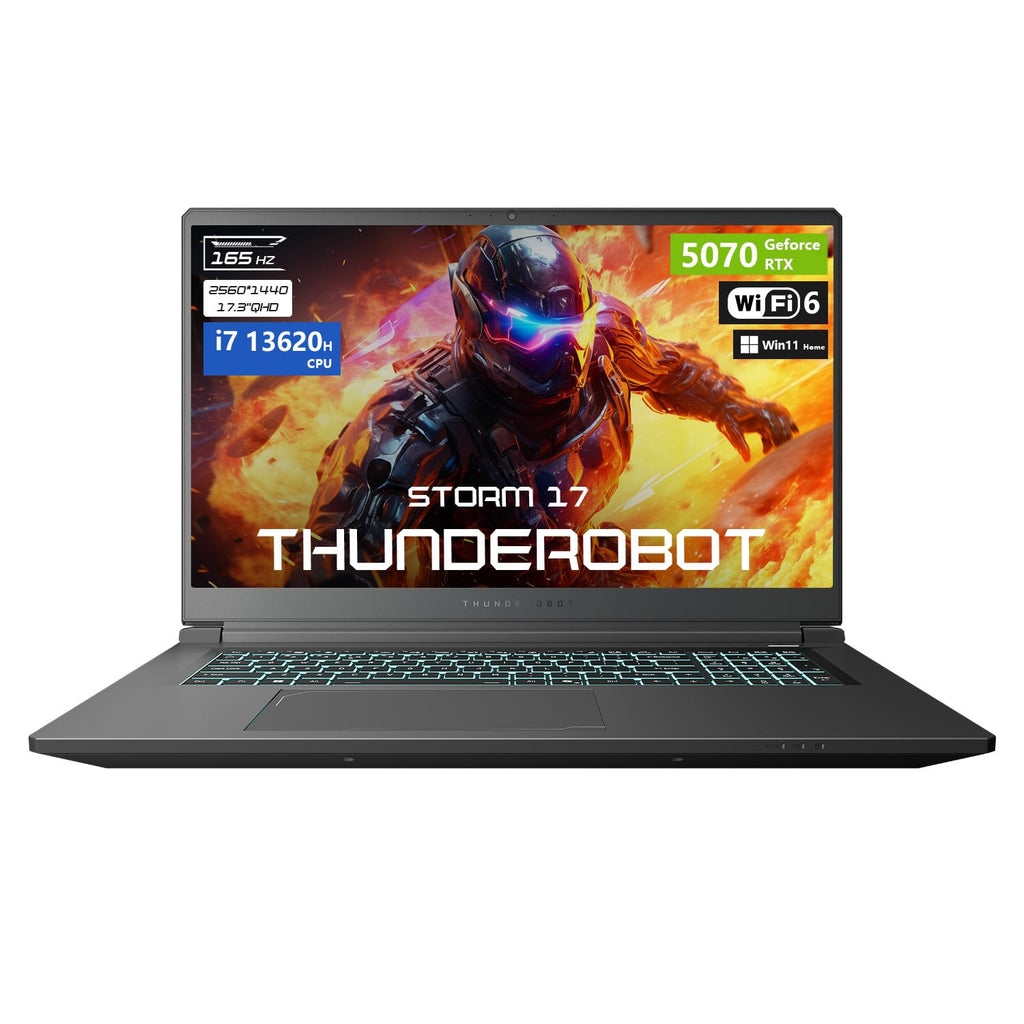 Thunderobot Storm 17 5070 Gaming Laptop, 17.3" QHD 165Hz 2K Display, Core i7-13620H, GeForce RTX 5070, 64GB DDR5 RAM, 2TB SSD, RGB Backlit Keyboard, HDMI, Wi-Fi 6, Win11 Home