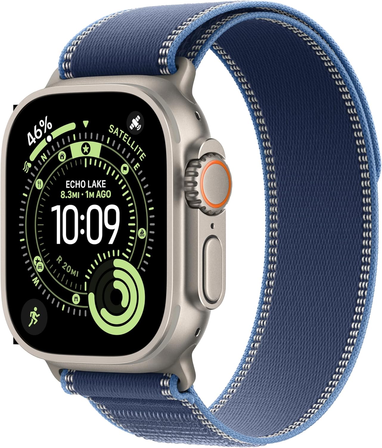 Apple Watch Ultra 3 [GPS + Cellular 49mm] Running & Multisport Smartwatch w/Rugged Titanium Case w/Blue/Bright Blue Trail Loop - M/L. Satellite Communications, Advanced Health & Fitness Tracking