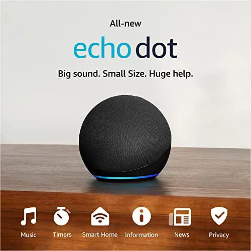 Amazon Echo Dot Vibrant sounding Alexa speaker Great for bedrooms dining rooms and offices Charcoal
