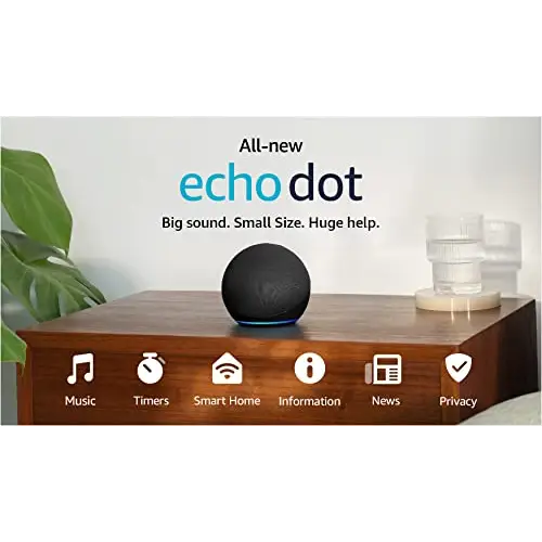 Amazon Echo Dot Vibrant sounding Alexa speaker Great for bedrooms dining rooms and offices Charcoal