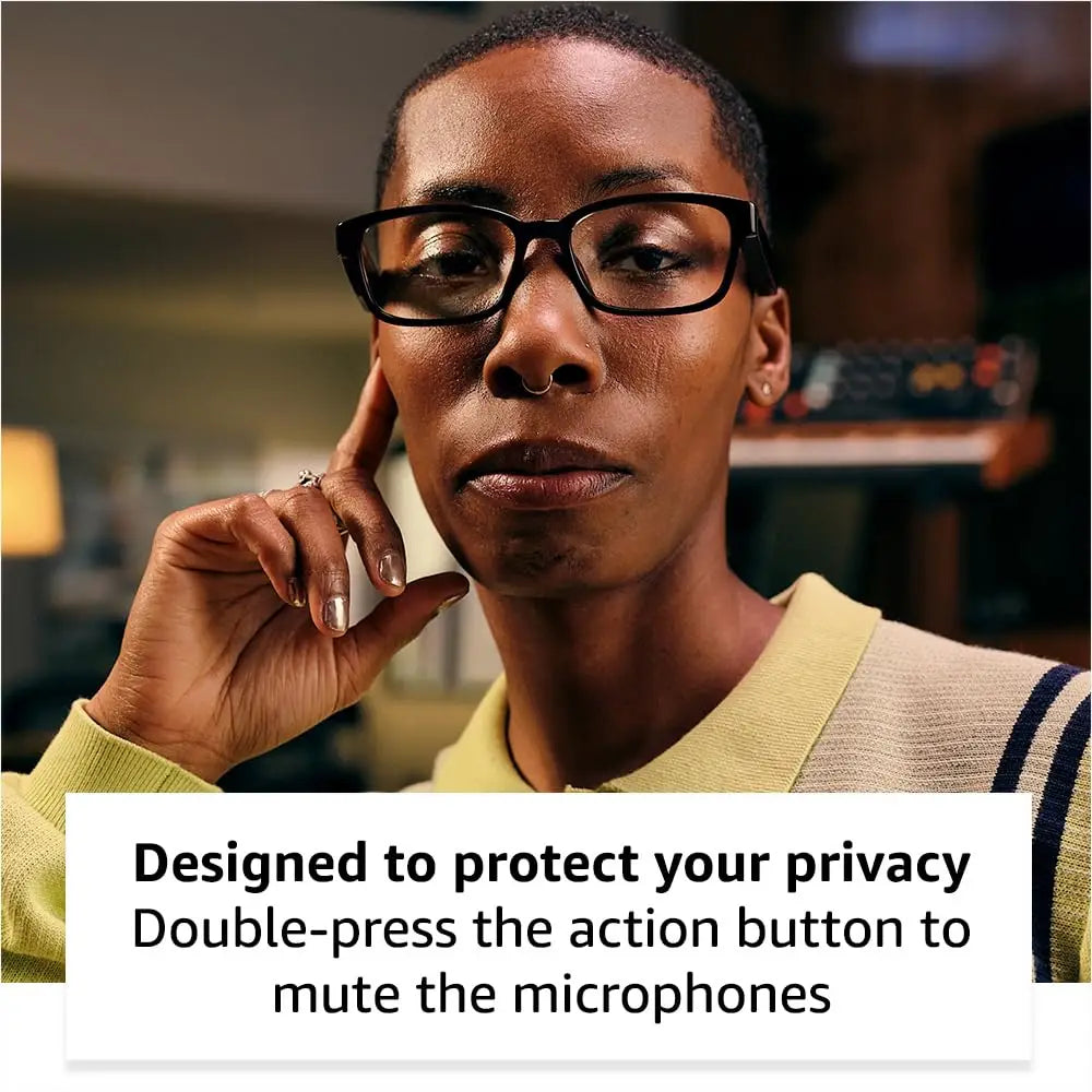 Amazon Echo Frames (newest model) + Echo Show 8 (newest model) Smart Glasses with Alexa Rectangle frames in Classic