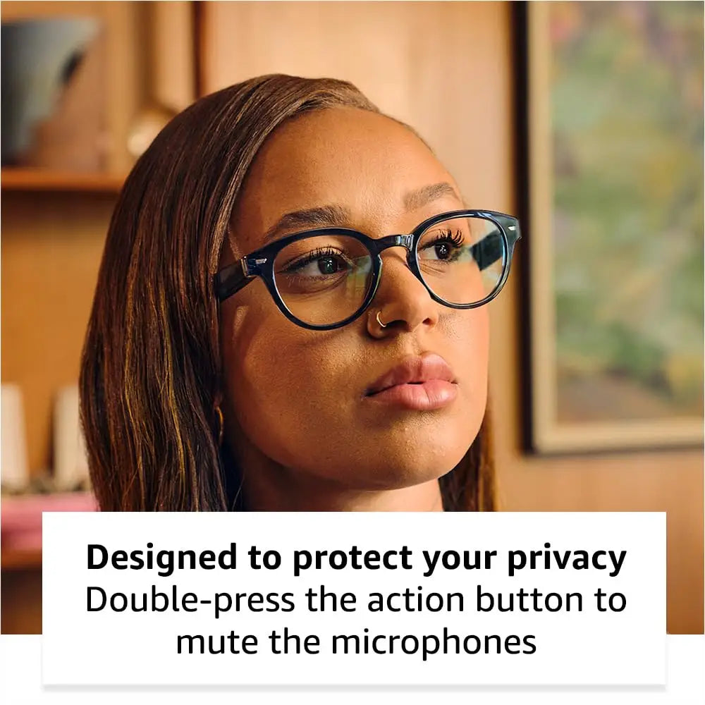 Amazon Echo Frames (newest model) + Echo Show 8 (newest model) Smart Glasses with Alexa Rectangle frames in Classic