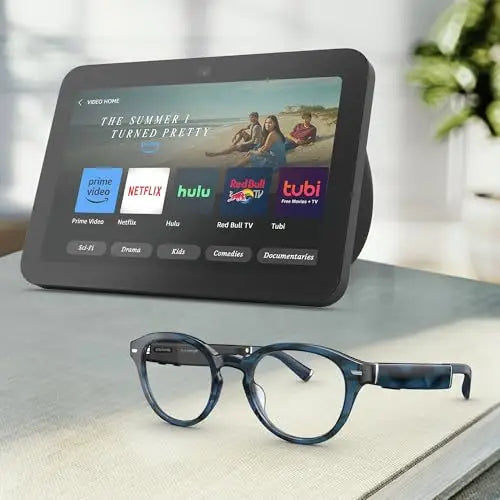 Amazon Echo Frames (newest model) + Echo Show 8 (newest model) Smart Glasses with Alexa Rectangle frames in Classic