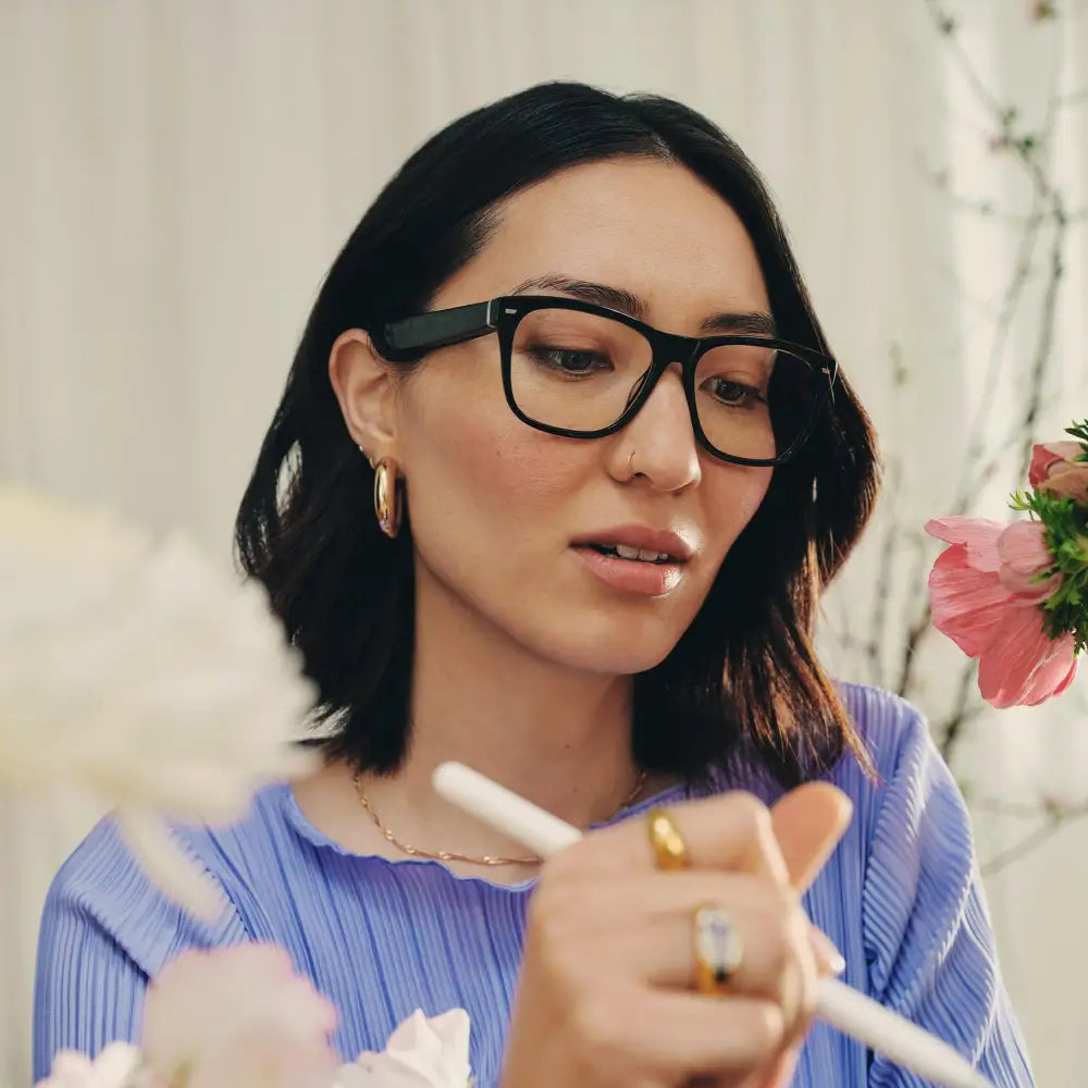 Amazon Echo Frames (newest model) + Echo Show 8 (newest model) Smart Glasses with Alexa Rectangle frames in Classic