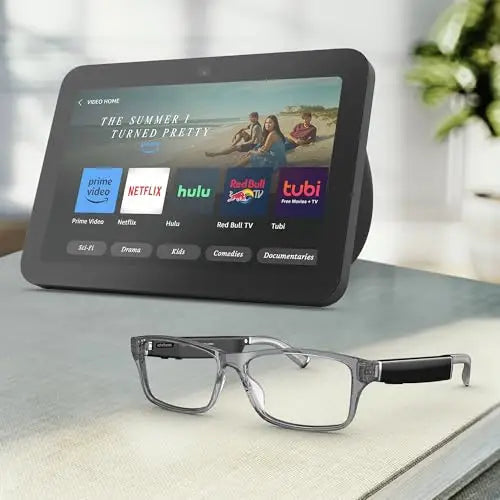 Amazon Echo Frames (newest model) + Echo Show 8 (newest model) Smart Glasses with Alexa Rectangle frames in Classic
