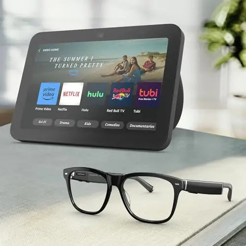 Amazon Echo Frames (newest model) + Echo Show 8 (newest model) Smart Glasses with Alexa Rectangle frames in Classic