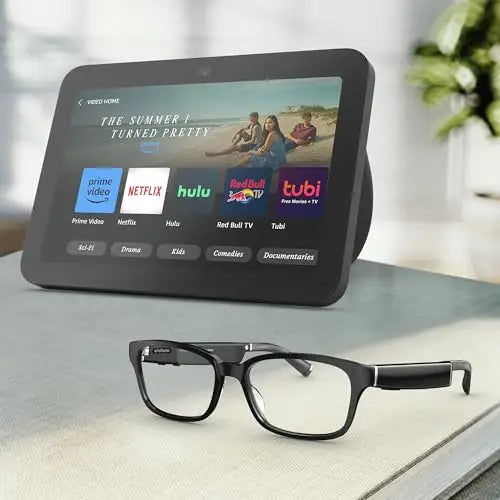 Amazon Echo Frames (newest model) + Echo Show 8 (newest model) Smart Glasses with Alexa Rectangle frames in Classic