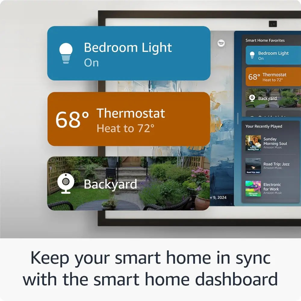 Amazon Echo Show 21 (newest model) Full HD 21’’ kitchen hub for home organization with built-in Fire TV and Alexa