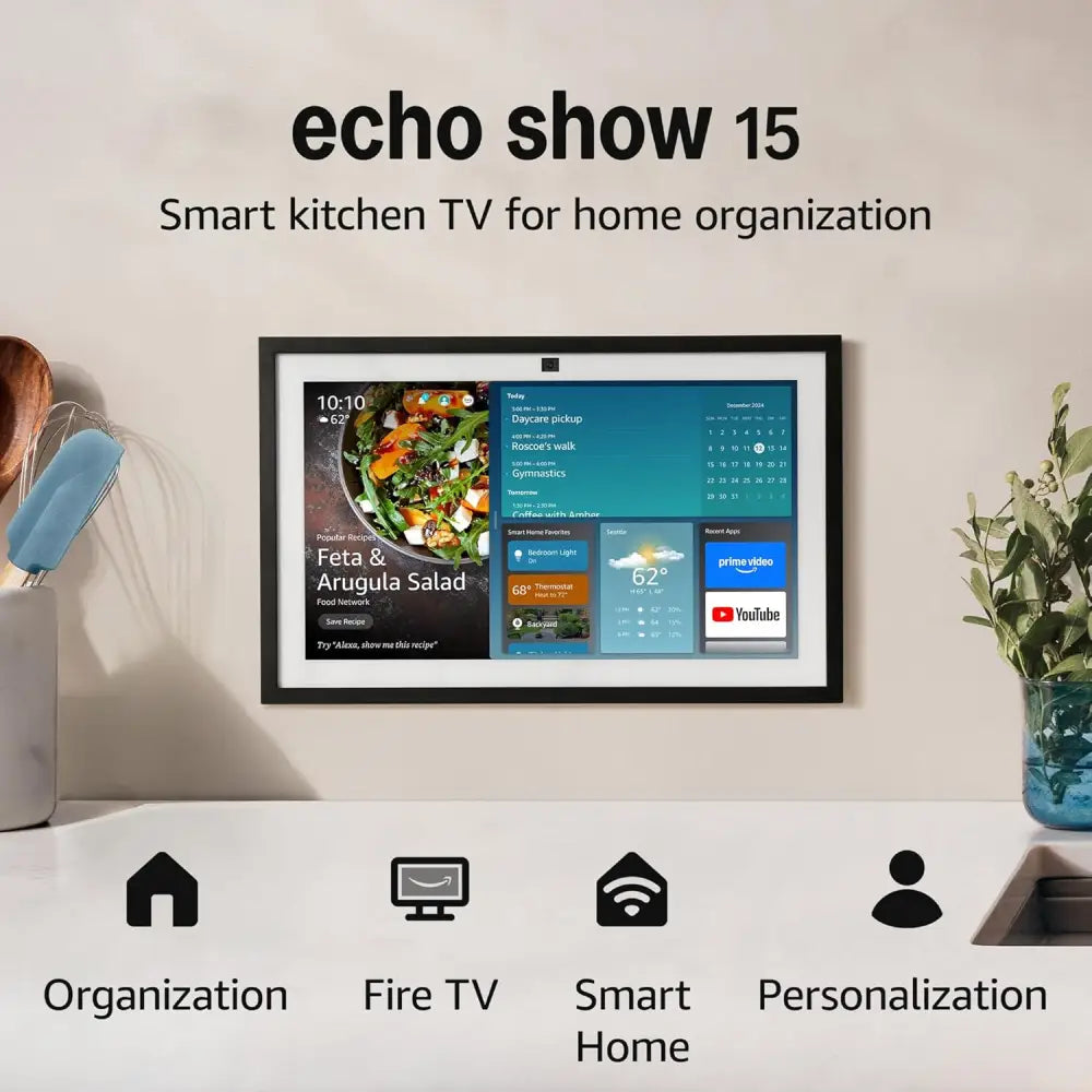 Amazon Echo Show 21 (newest model) Full HD 21’’ kitchen hub for home organization with built-in Fire TV and Alexa