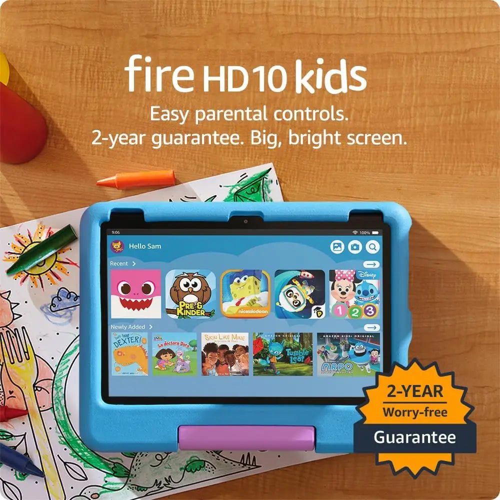 Amazon Fire HD 10 Kids tablet (newest model) ages 3-7 | Bright 10.1’’ HD screen with included ad-free and exclusive