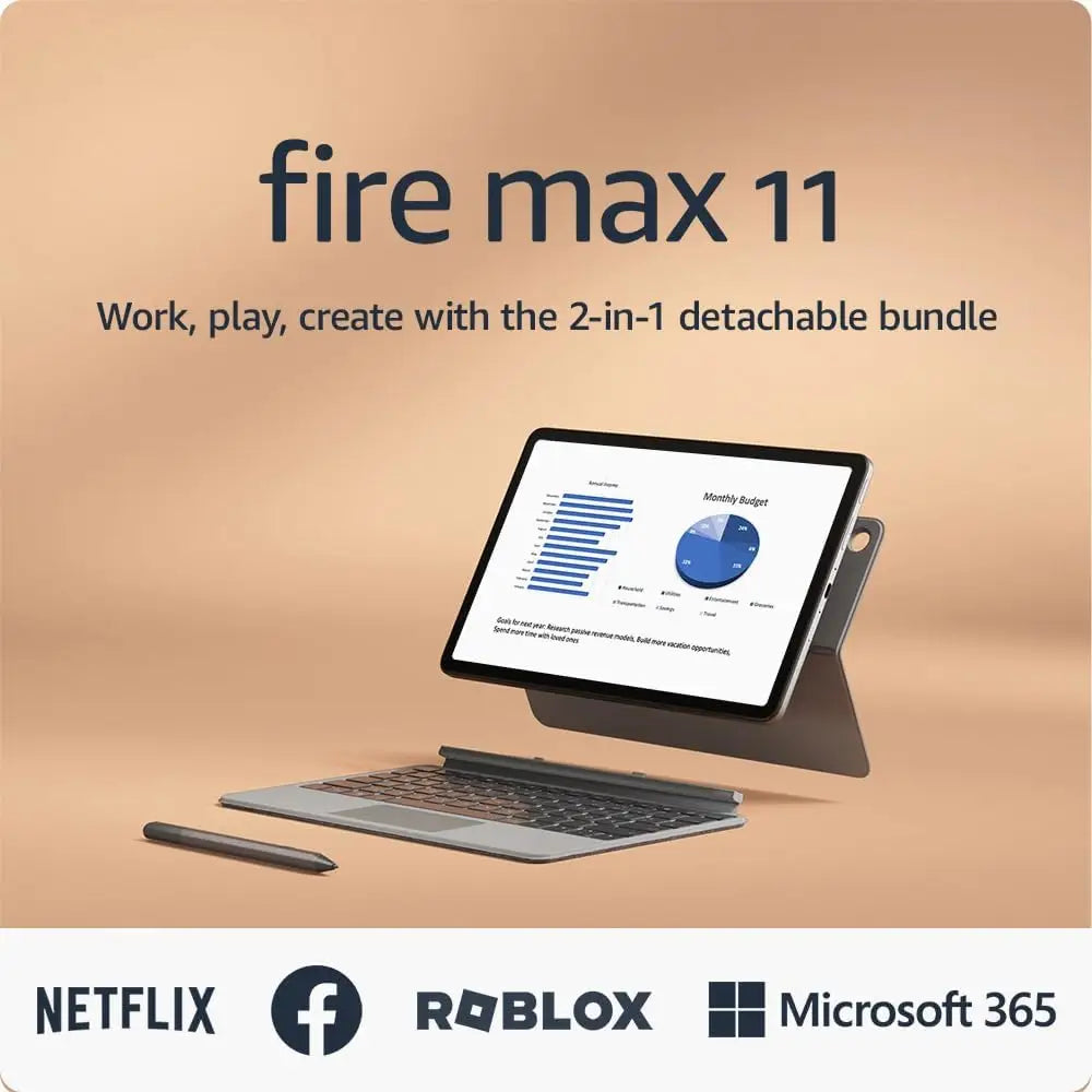 Amazon Fire Max 11 tablet productivity bundle with Keyboard Case Stylus Pen octa-core processor 4 GB RAM to do more