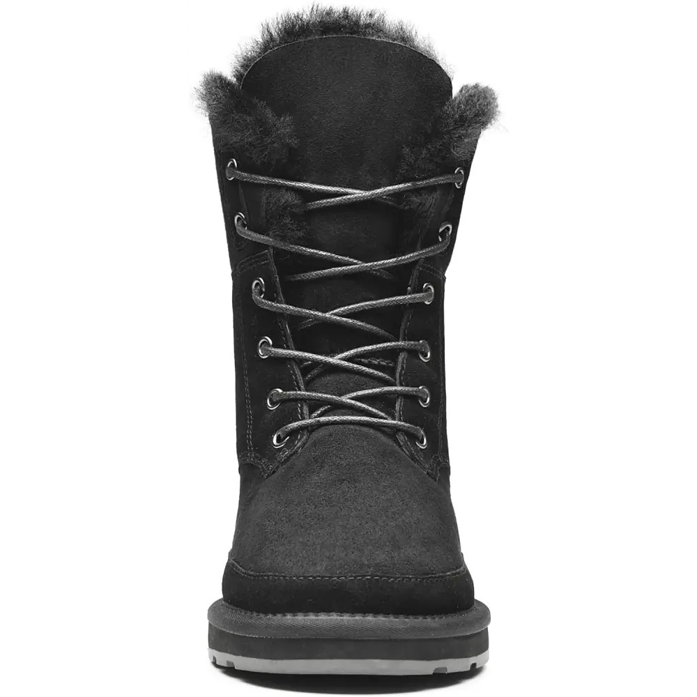 AU&MU Aumu Women’s Classic Lace Up Mid- Calf Flat Fur Snow Boot Winter Boot Black Size 5…