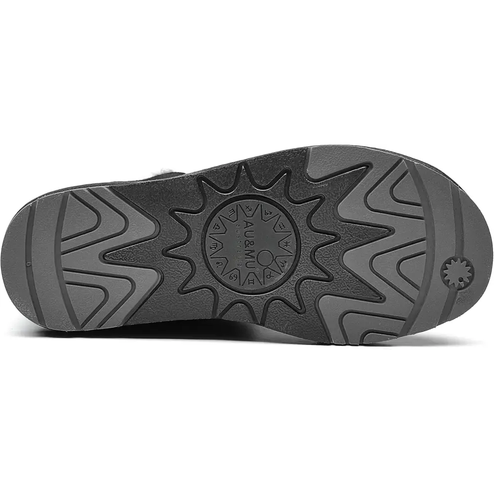 AU&MU Aumu Women’s Classic Lace Up Mid- Calf Flat Fur Snow Boot Winter Boot Black Size 5…