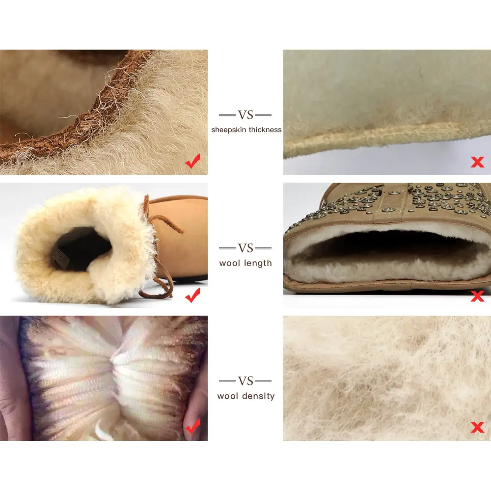 AU&MU Aumu Womens Comfort Suede Fur Shearling Stylish Knee High Winter Snow Boots Women Sheepskin