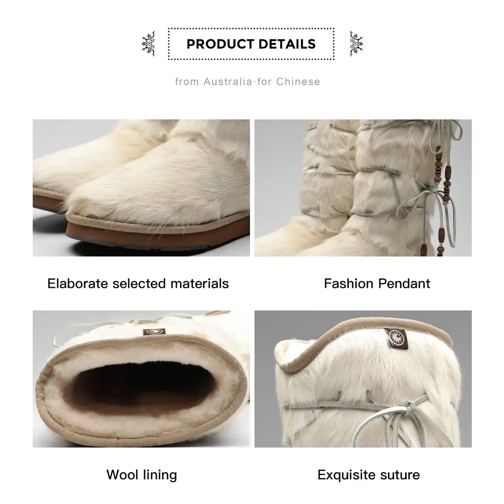 AU&MU Aumu Womens Comfort Suede Fur Shearling Stylish Knee High Winter Snow Boots Women Sheepskin