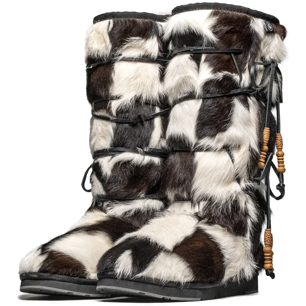 AU&MU Aumu Womens Comfort Suede Fur Shearling Stylish Knee High Winter Snow Boots Women Sheepskin