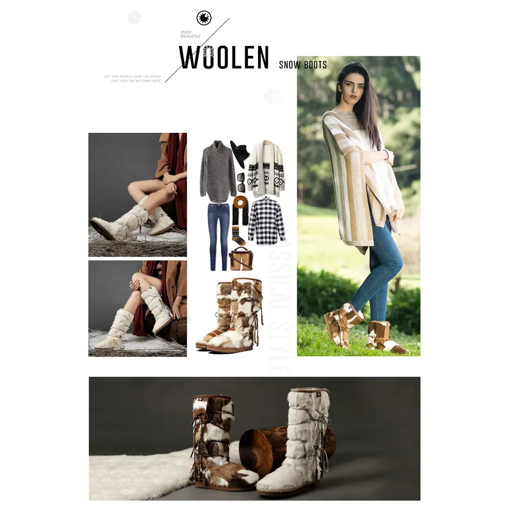 AU&MU Aumu Womens Comfort Suede Fur Shearling Stylish Knee High Winter Snow Boots Women Sheepskin