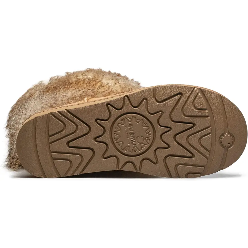 AU&MU AUMU Women’s Faux Fur Boot Furry Fluffy Short Snow Boot Sheep Insole