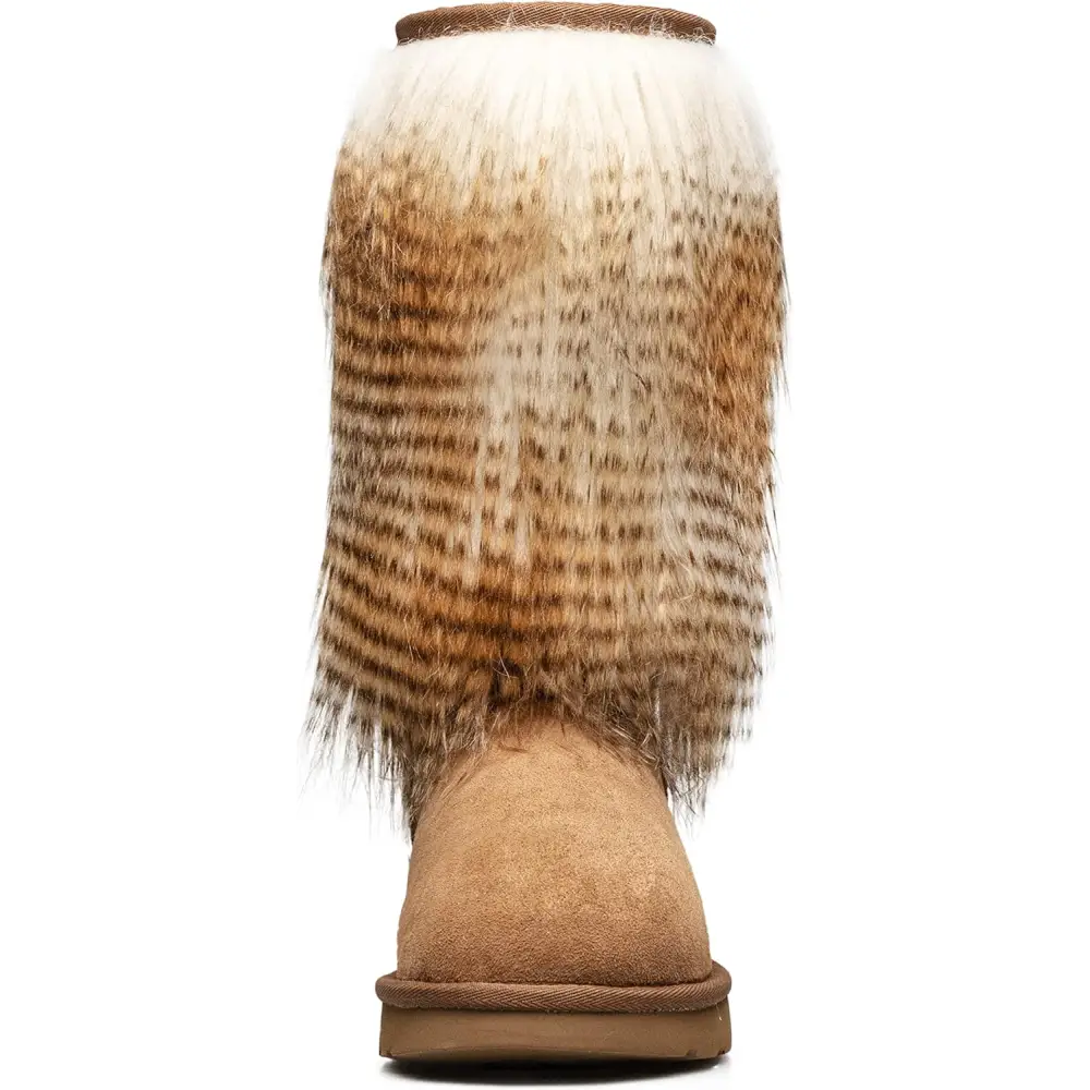 AU&MU AUMU Women’s Faux Fur Boot Furry Fluffy Short Snow Boot Sheep Insole