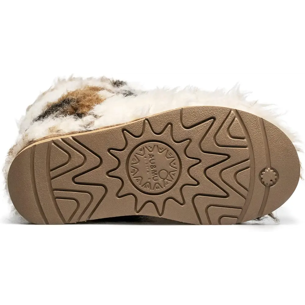 AU&MU AUMU Women’s Faux Fur Boot Furry Fluffy Short Snow Boot Sheep Insole