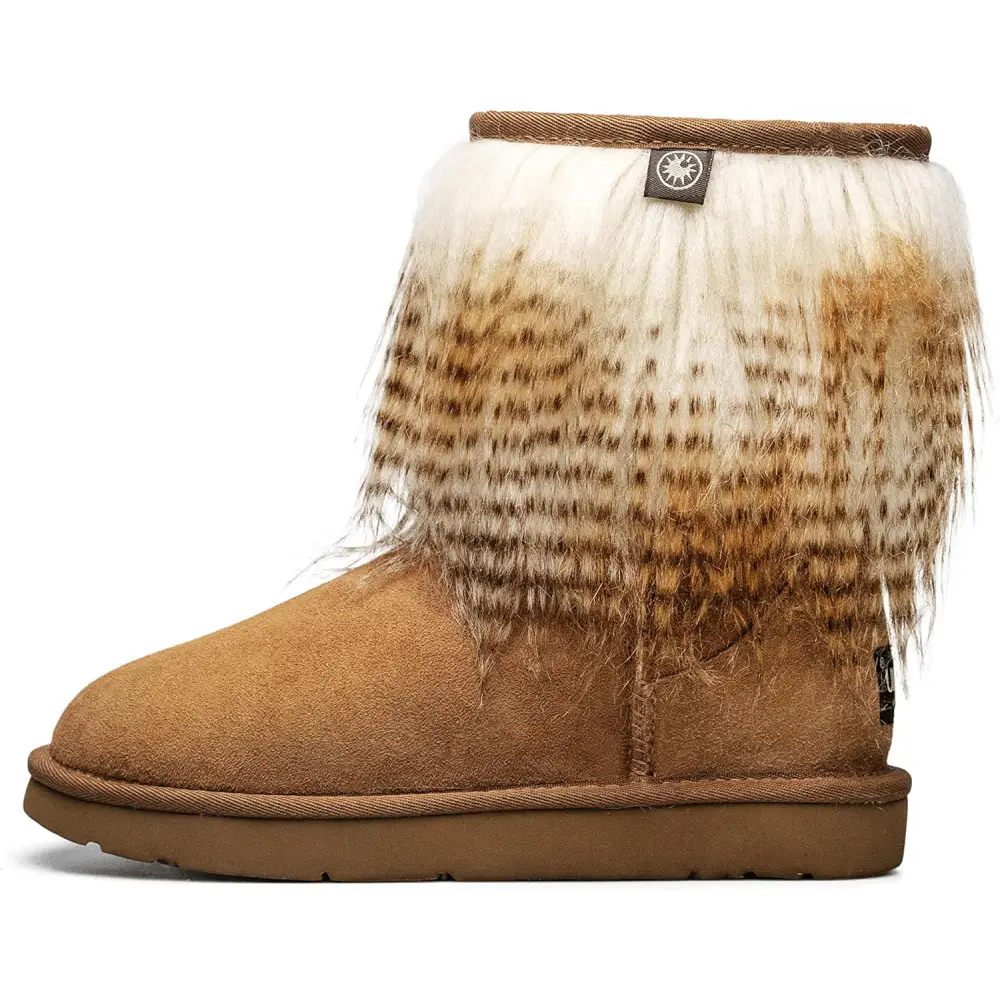 AU&MU AUMU Women’s Faux Fur Boot Furry Fluffy Short Snow Boot Sheep Insole
