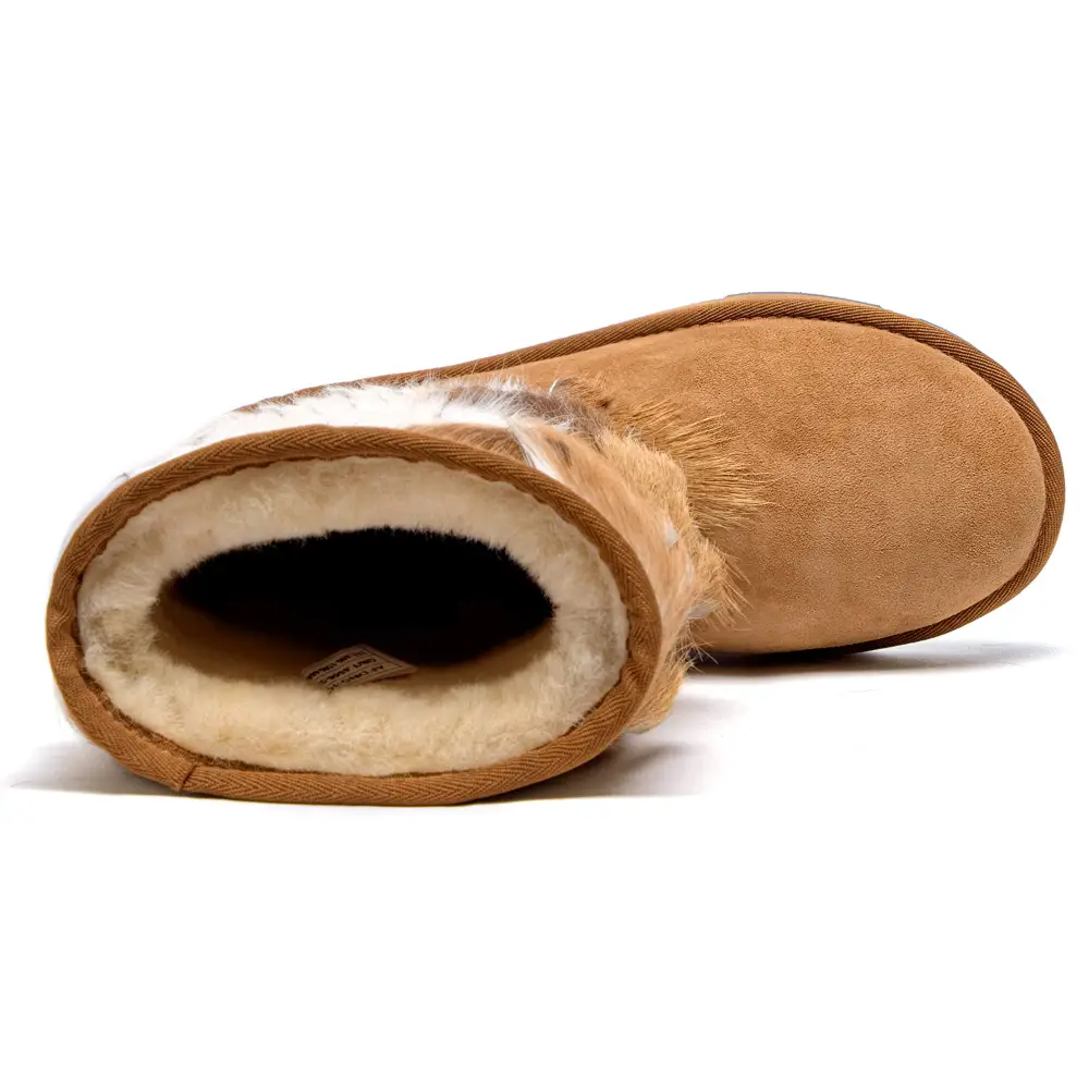 AU&MU Aumu Women’s Fur Boot Furry Fluffy Mid-Calf Boots Warm Comfortable Outdoor Snow boots