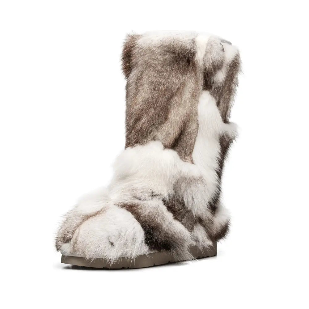 AU&MU Aumu Women’s Fur Boot Furry Fluffy Mid-Calf Boots Warm Comfortable Outdoor Snow boots