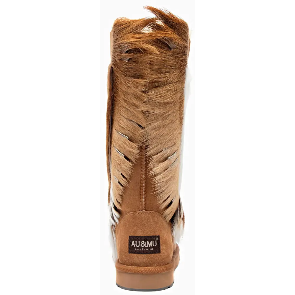 AU&MU Aumu Women’s Fur Boot Furry Fluffy Mid-Calf Boots Warm Comfortable Outdoor Snow boots