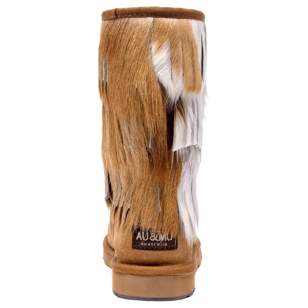 AU&MU Aumu Women’s Fur Boot Furry Fluffy Mid-Calf Boots Warm Comfortable Outdoor Snow boots