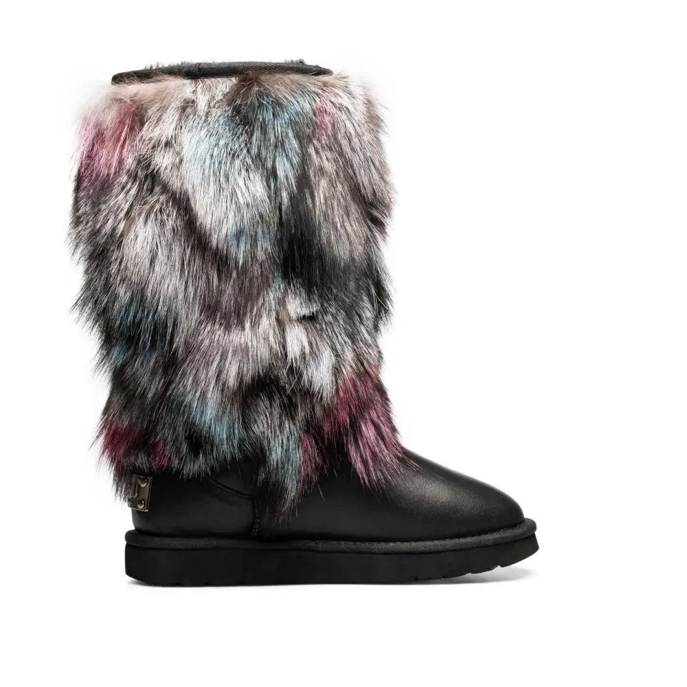 AU&MU Aumu Women’s Fur Boot Furry Fluffy Mid-Calf Boots Warm Comfortable Outdoor Snow boots