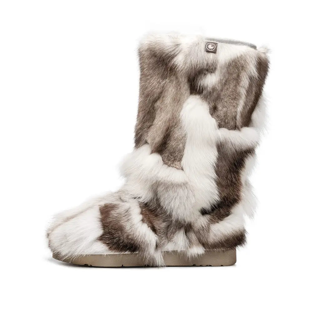 AU&MU Aumu Women’s Fur Boot Furry Fluffy Mid-Calf Boots Warm Comfortable Outdoor Snow boots