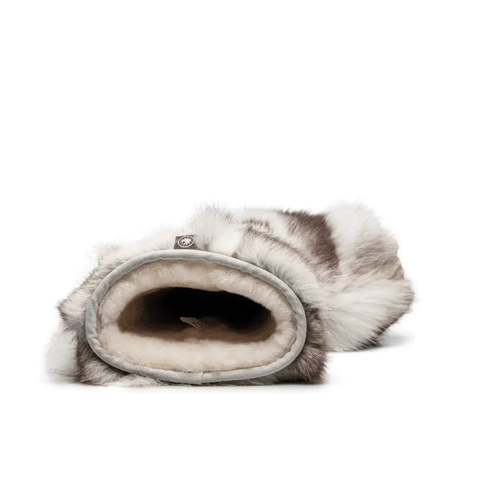 AU&MU Aumu Women’s Fur Boot Furry Fluffy Mid-Calf Boots Warm Comfortable Outdoor Snow boots