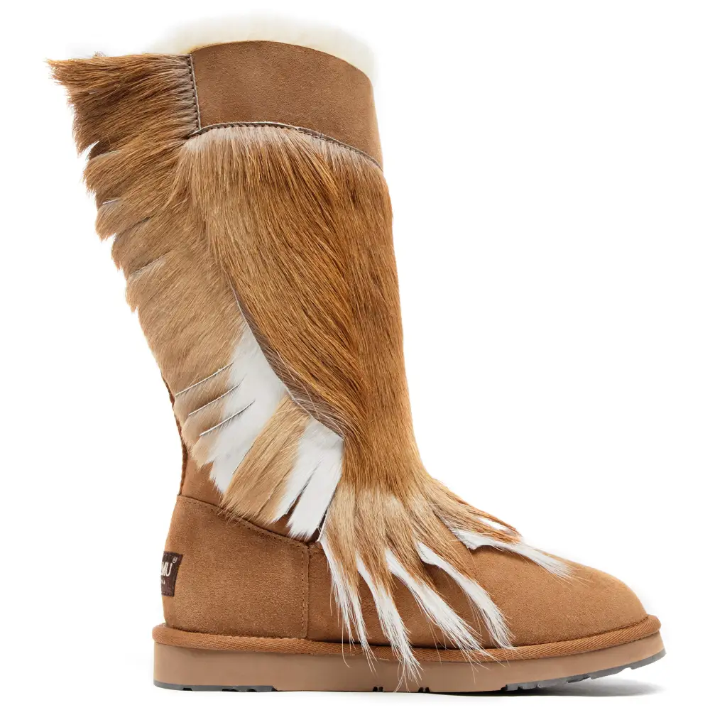 AU&MU Aumu Women’s Fur Boot Furry Fluffy Mid-Calf Boots Warm Comfortable Outdoor Snow boots