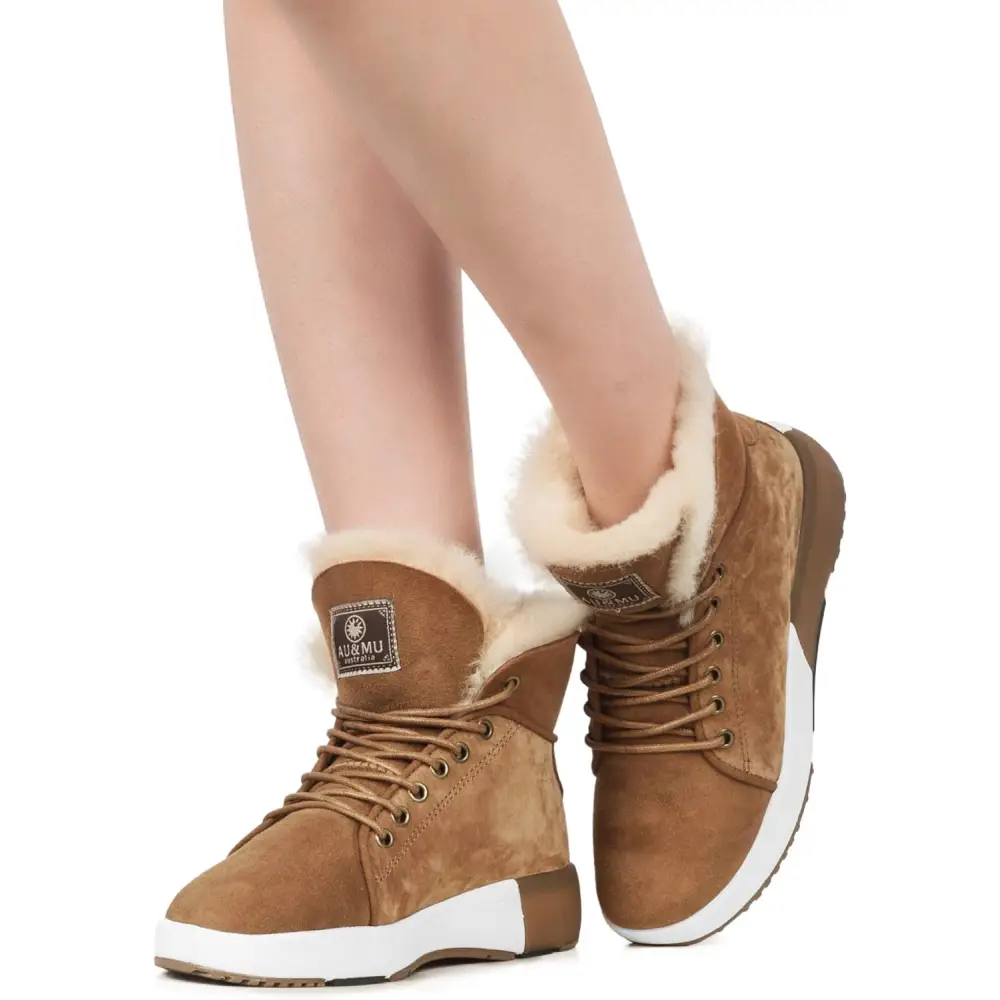 AU&MU Sheepskin Taurus Series Couple Adjustable Short Fur Wool Ankle Snow Winter Boots…