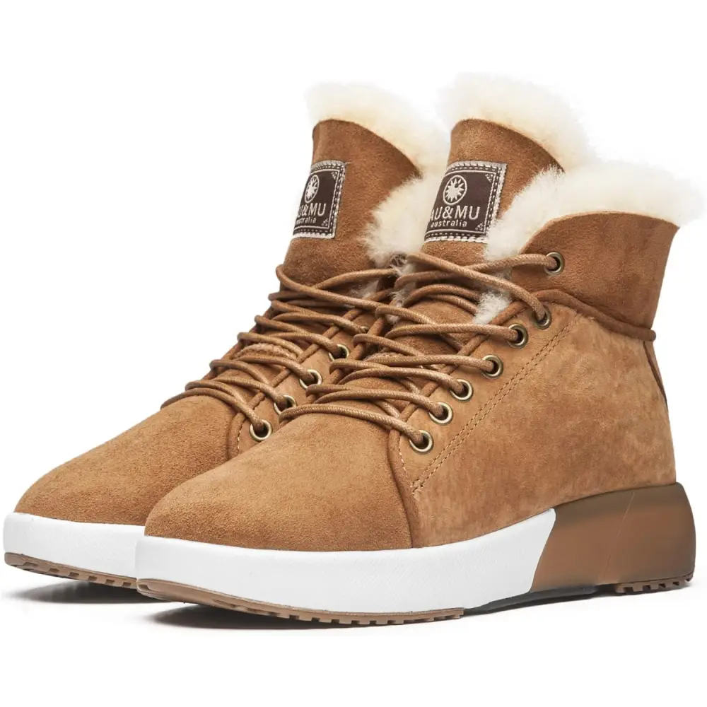 AU&MU Sheepskin Taurus Series Couple Adjustable Short Fur Wool Ankle Snow Winter Boots…