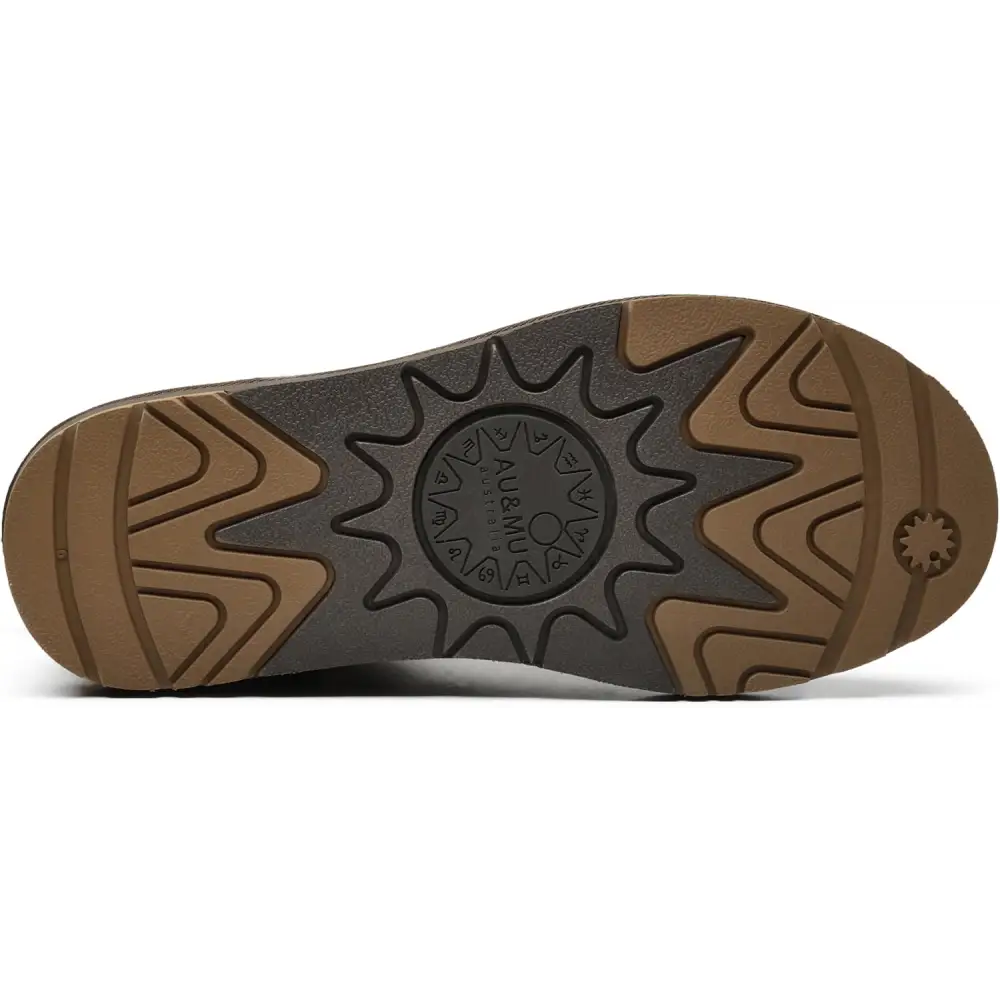 AU&MU Unisex Lace-Up Suede Short Sheepskin Winter Snow Boots