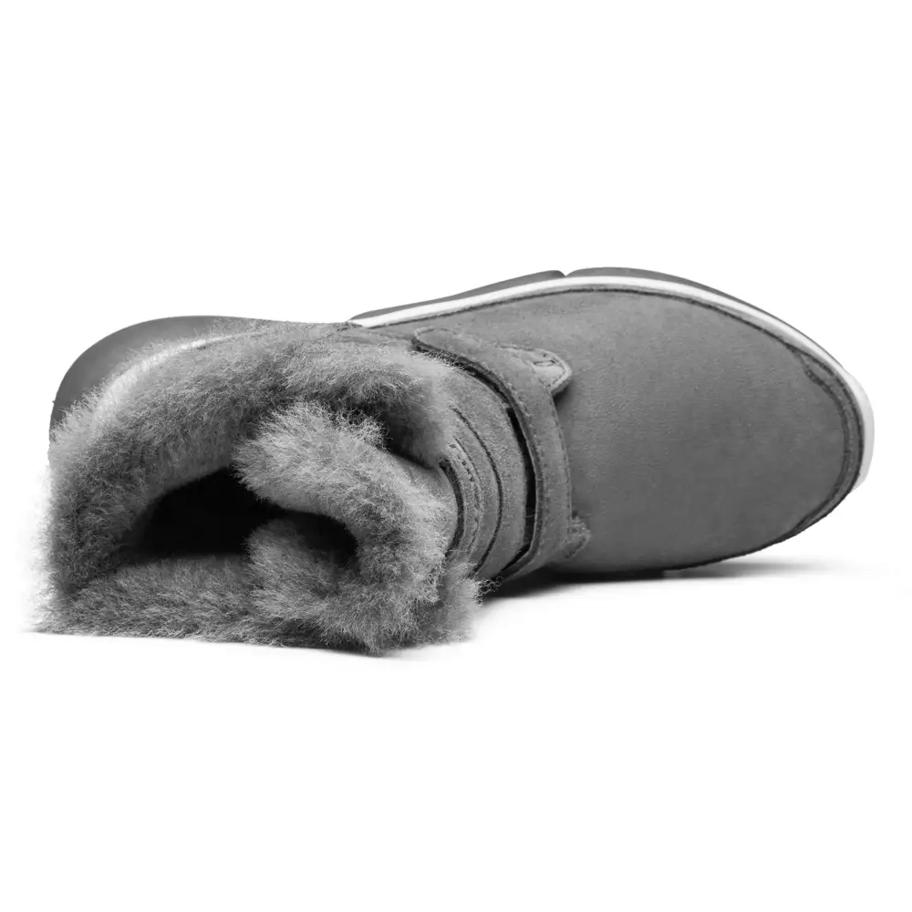 AUMU Classic Retro Hook and Loop Suede Sheepskin Elevator Hiden Heel Winter Snow Boots