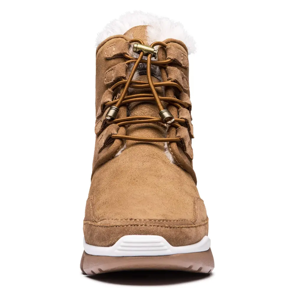 AUMU Retro Metal Buckle Suede Upper Elevator Hidden Heel Lace Up Winter Snow Boots