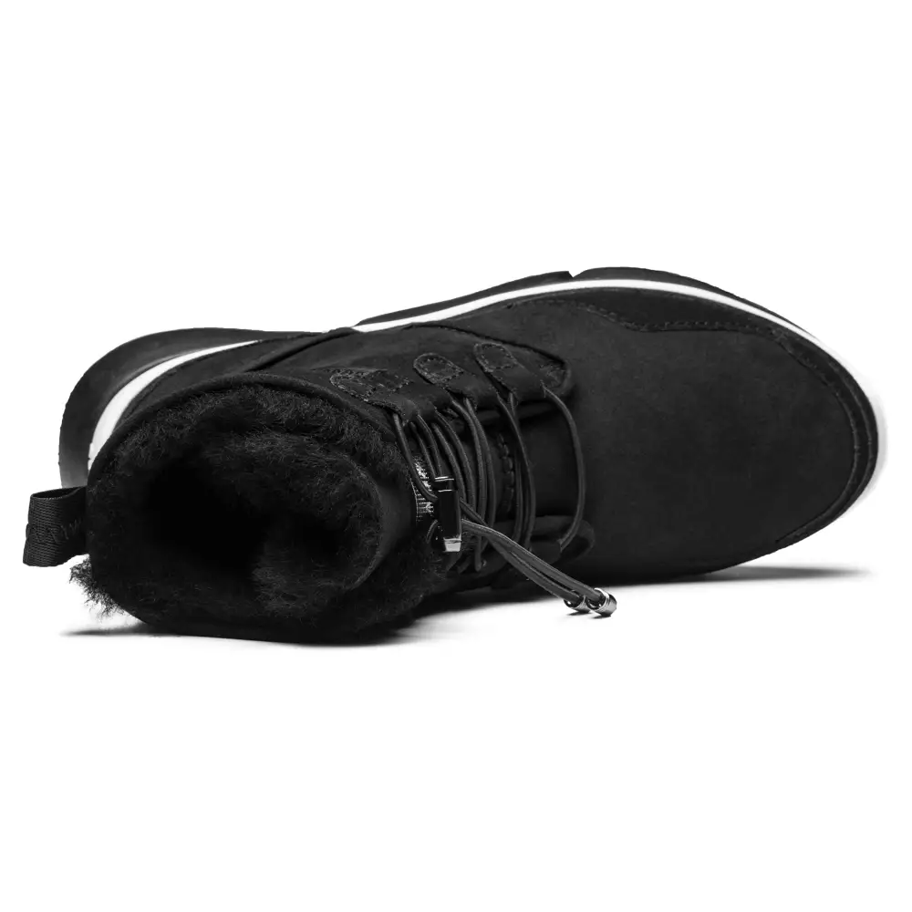 AUMU Retro Metal Buckle Suede Upper Elevator Hidden Heel Lace Up Winter Snow Boots