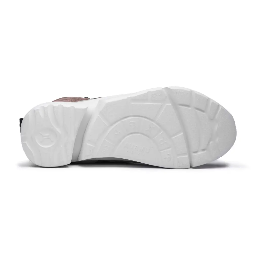 AUMU Retro Metal Buckle Suede Upper Elevator Hidden Heel Lace Up Winter Snow Boots