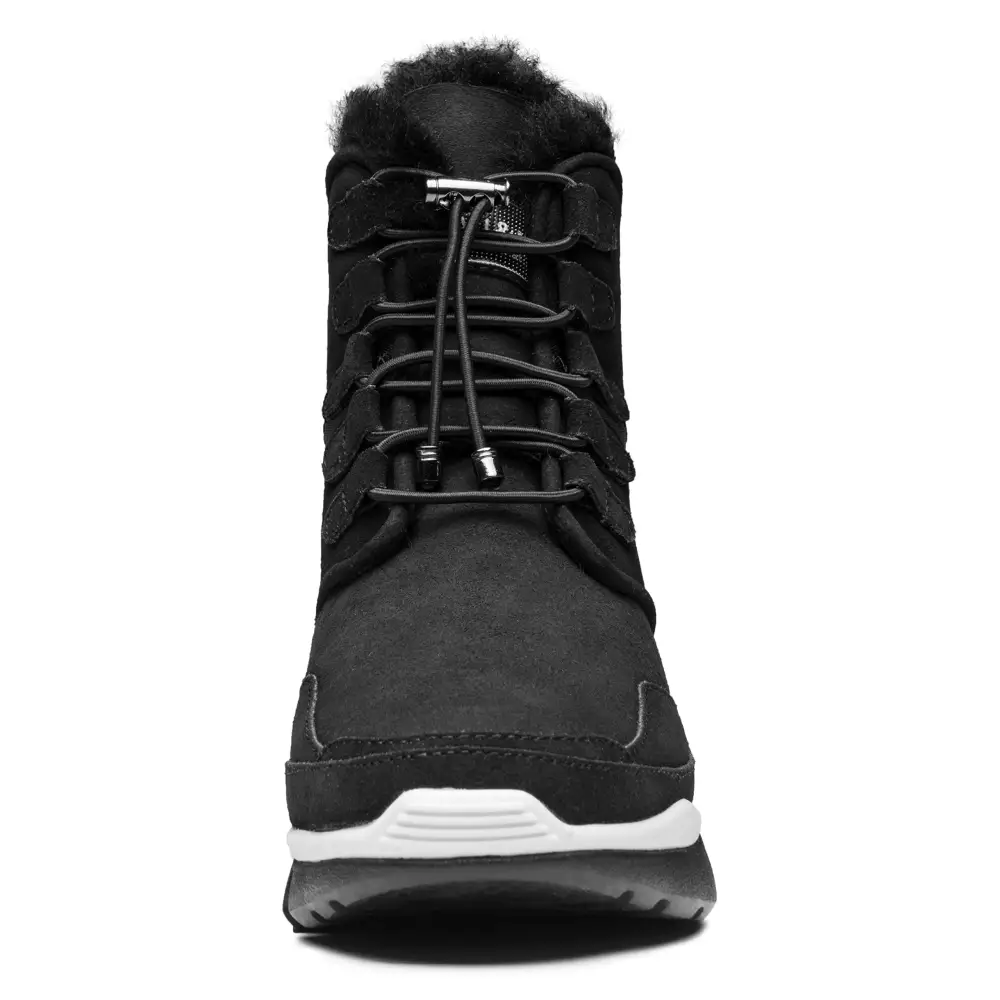 AUMU Retro Metal Buckle Suede Upper Elevator Hidden Heel Lace Up Winter Snow Boots