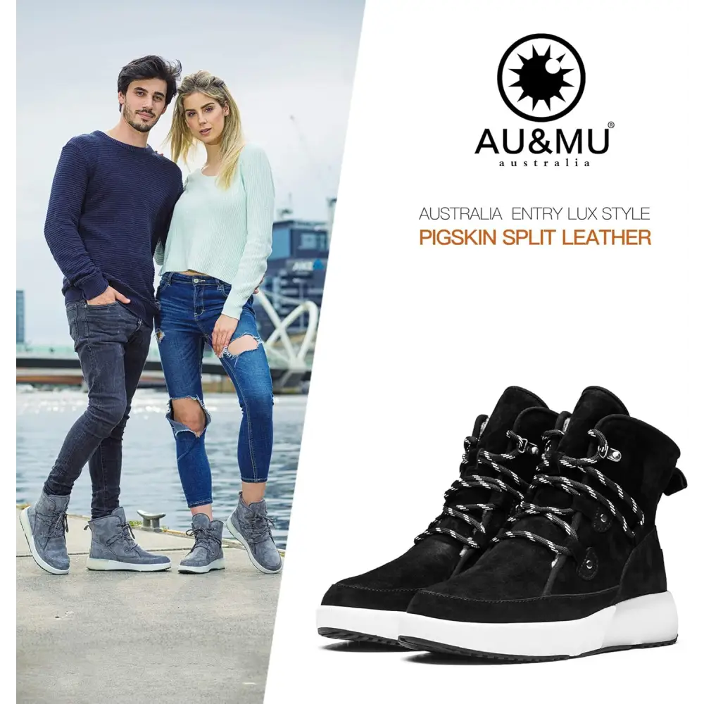 AUMU Taurus Leather Metal Buckle Brass Eyelets Suede Upper Laces Winter Snow Boots…