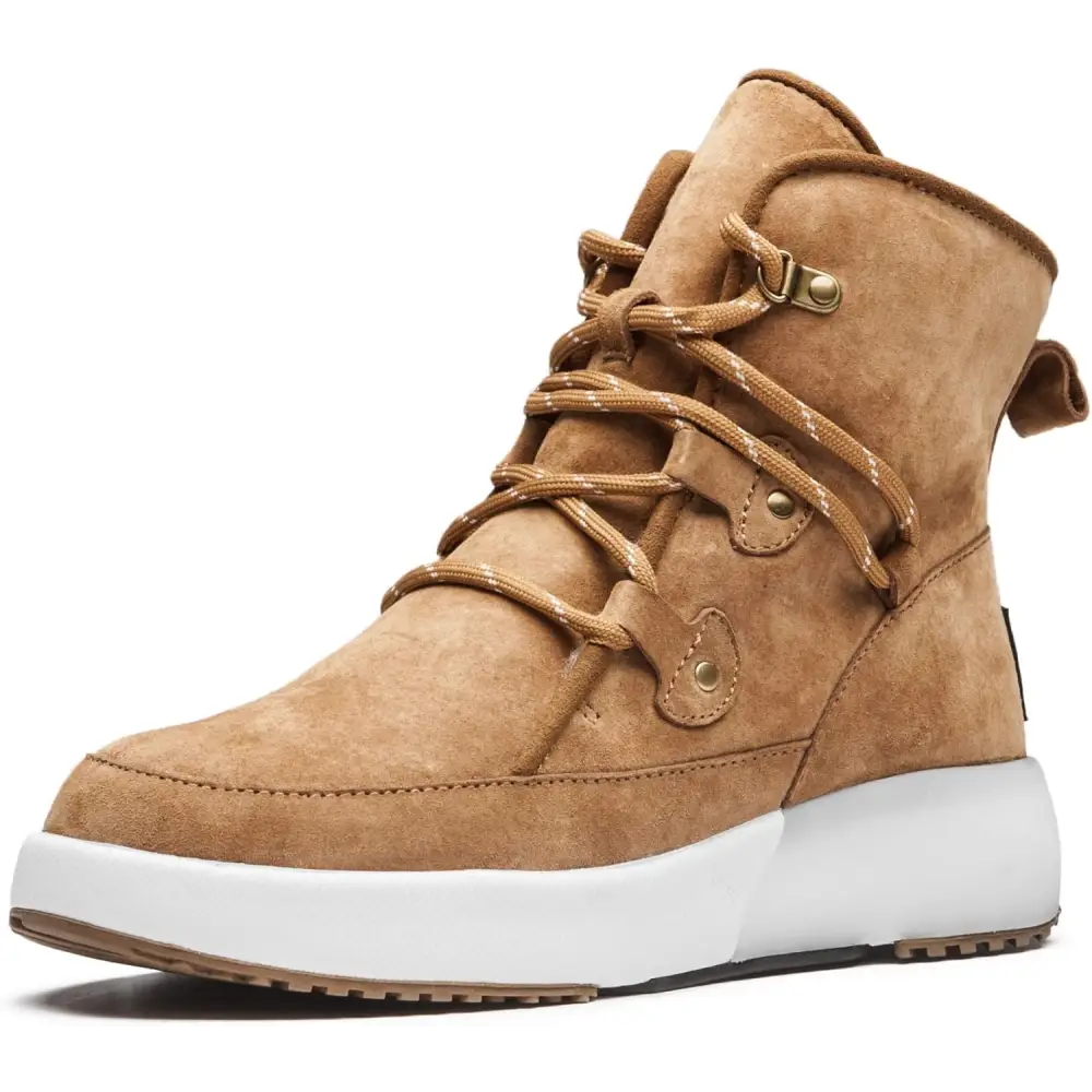 AUMU Taurus Leather Metal Buckle Brass Eyelets Suede Upper Laces Winter Snow Boots… - Chestnut / 10.5